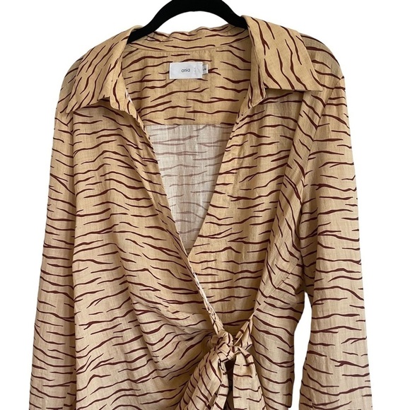 ONIA Printed Cotton-Blend Wrap Top, Tiger Stripe, Size L - Picture 8 of 13